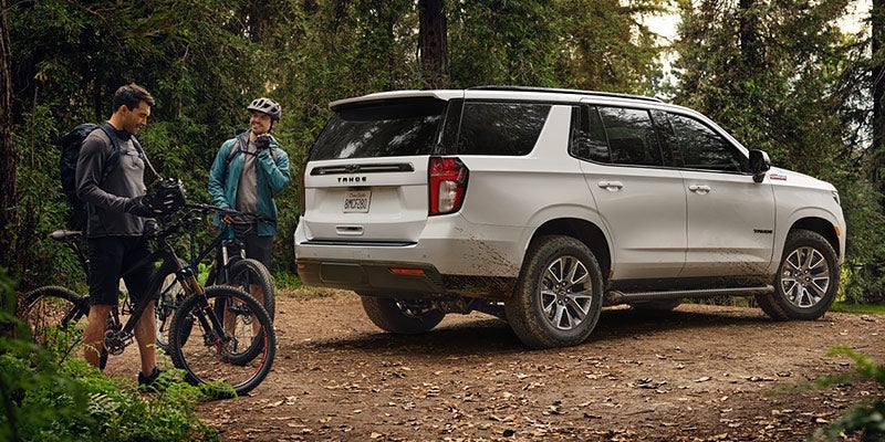 2020 Chevrolet Tahoe with cyclists